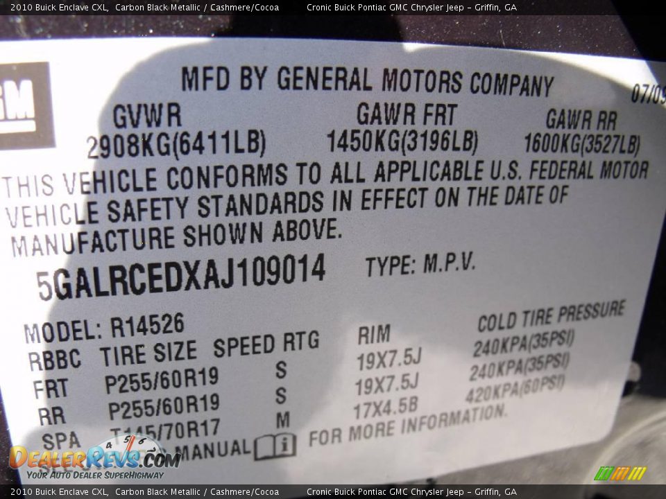 2010 Buick Enclave CXL Carbon Black Metallic / Cashmere/Cocoa Photo #24