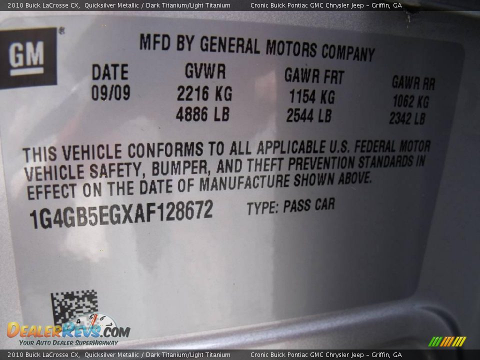 2010 Buick LaCrosse CX Quicksilver Metallic / Dark Titanium/Light Titanium Photo #19