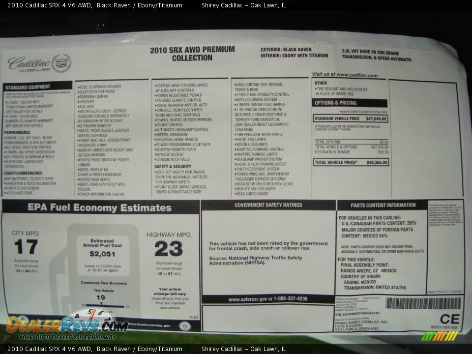 2010 Cadillac SRX 4 V6 AWD Black Raven / Ebony/Titanium Photo #13
