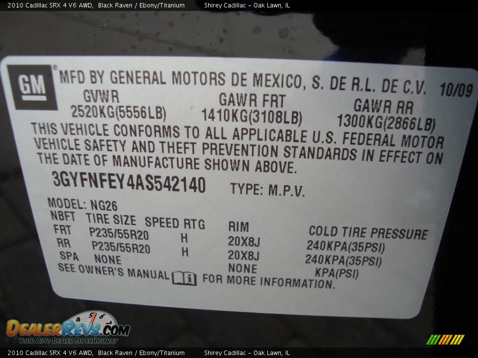 2010 Cadillac SRX 4 V6 AWD Black Raven / Ebony/Titanium Photo #15