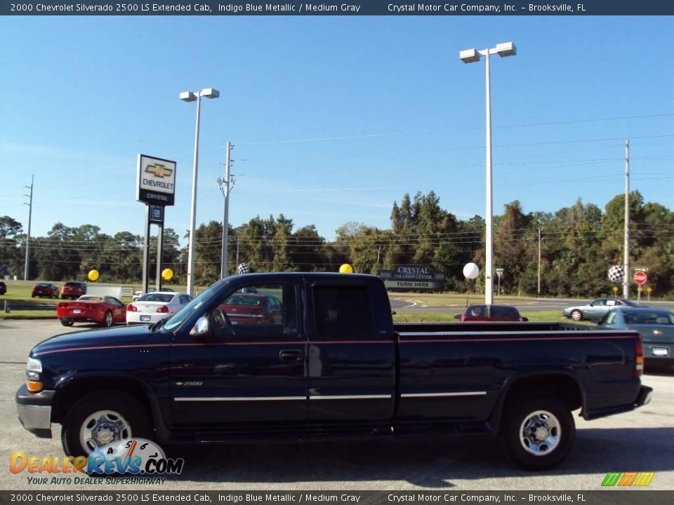2000 Chevrolet Silverado 2500 LS Extended Cab Indigo Blue Metallic / Medium Gray Photo #2