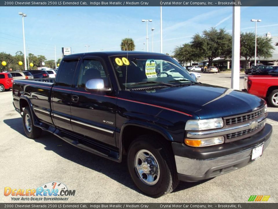 2000 Chevrolet Silverado 2500 LS Extended Cab Indigo Blue Metallic / Medium Gray Photo #10