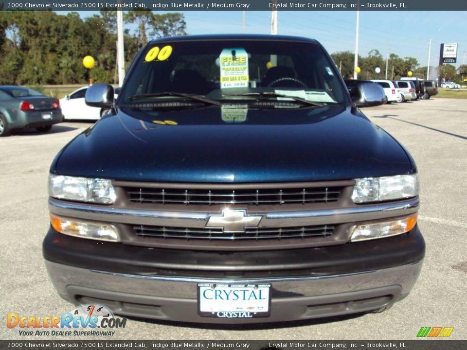 2000 Chevrolet Silverado 2500 LS Extended Cab Indigo Blue Metallic / Medium Gray Photo #12