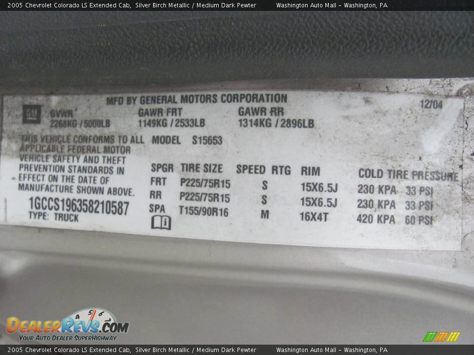 2005 Chevrolet Colorado LS Extended Cab Silver Birch Metallic / Medium Dark Pewter Photo #19