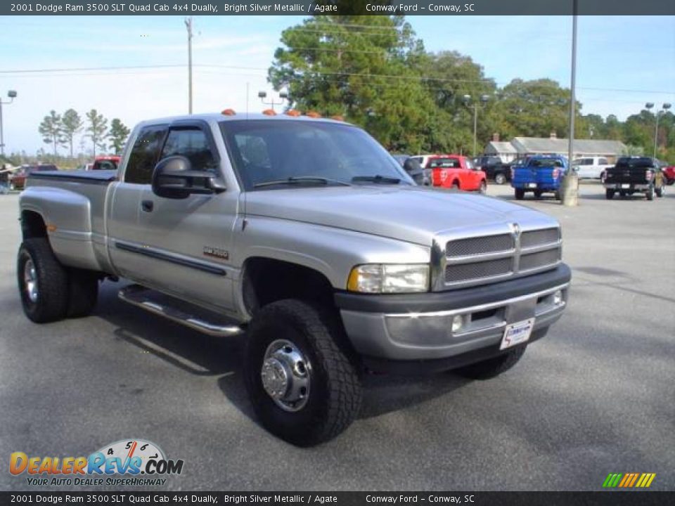 2001 Dodge Ram 3500 SLT Quad Cab 4x4 Dually Bright Silver Metallic / Agate Photo #3