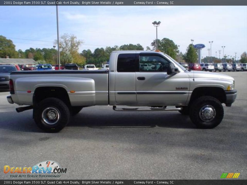 2001 Dodge Ram 3500 SLT Quad Cab 4x4 Dually Bright Silver Metallic / Agate Photo #4