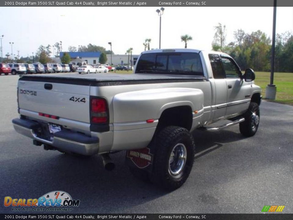 2001 Dodge Ram 3500 SLT Quad Cab 4x4 Dually Bright Silver Metallic / Agate Photo #5