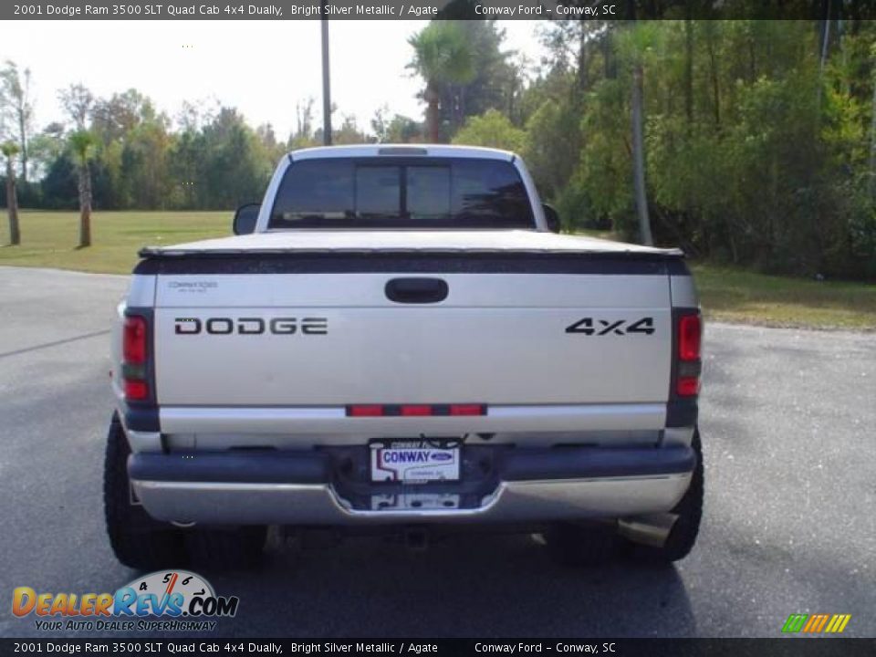 2001 Dodge Ram 3500 SLT Quad Cab 4x4 Dually Bright Silver Metallic / Agate Photo #6