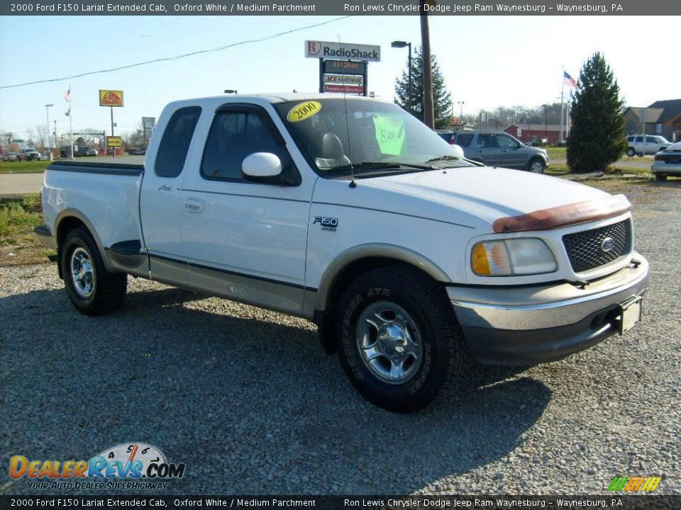 2000 Ford F150 Lariat Extended Cab Oxford White / Medium Parchment Photo #6