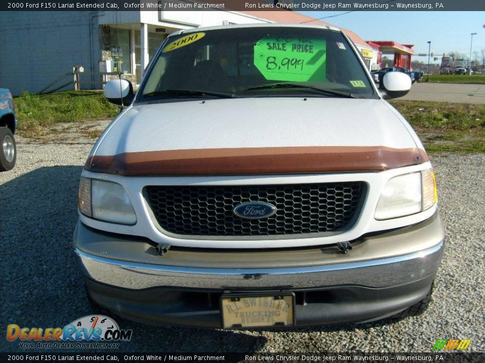 2000 Ford F150 Lariat Extended Cab Oxford White / Medium Parchment Photo #7
