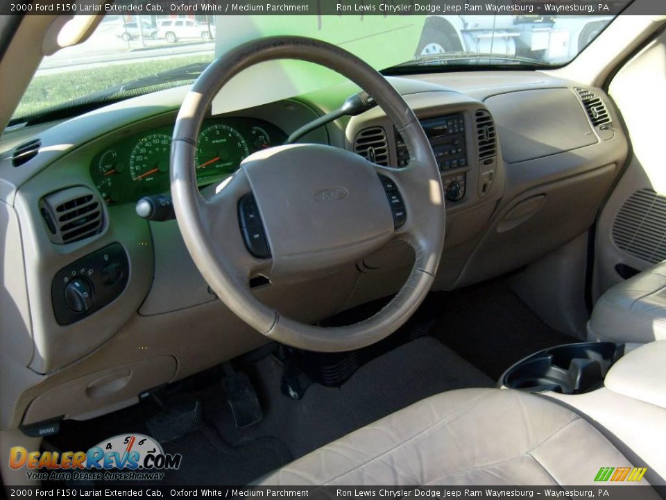 2000 Ford F150 Lariat Extended Cab Oxford White / Medium Parchment Photo #11