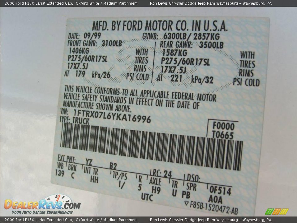 2000 Ford F150 Lariat Extended Cab Oxford White / Medium Parchment Photo #21