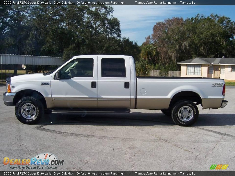 2000 Ford F250 Super Duty Lariat Crew Cab 4x4 Oxford White / Medium Parchment Photo #8