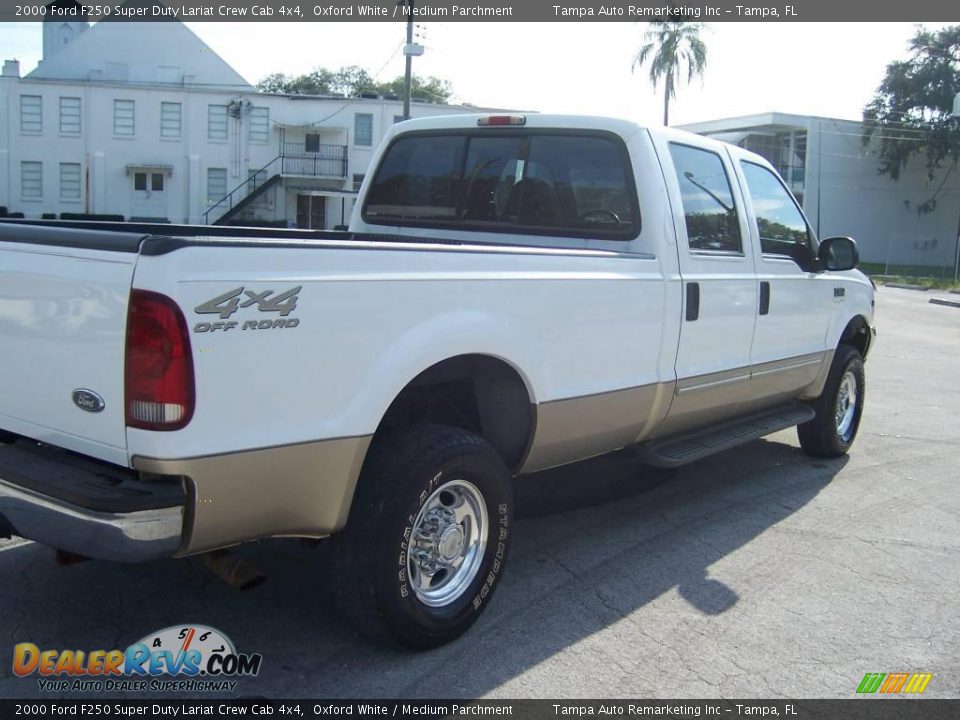 2000 Ford F250 Super Duty Lariat Crew Cab 4x4 Oxford White / Medium Parchment Photo #10