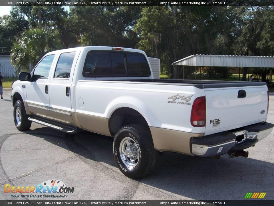 2000 Ford F250 Super Duty Lariat Crew Cab 4x4 Oxford White / Medium Parchment Photo #11