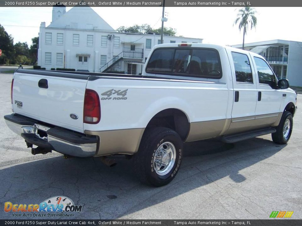 2000 Ford F250 Super Duty Lariat Crew Cab 4x4 Oxford White / Medium Parchment Photo #12