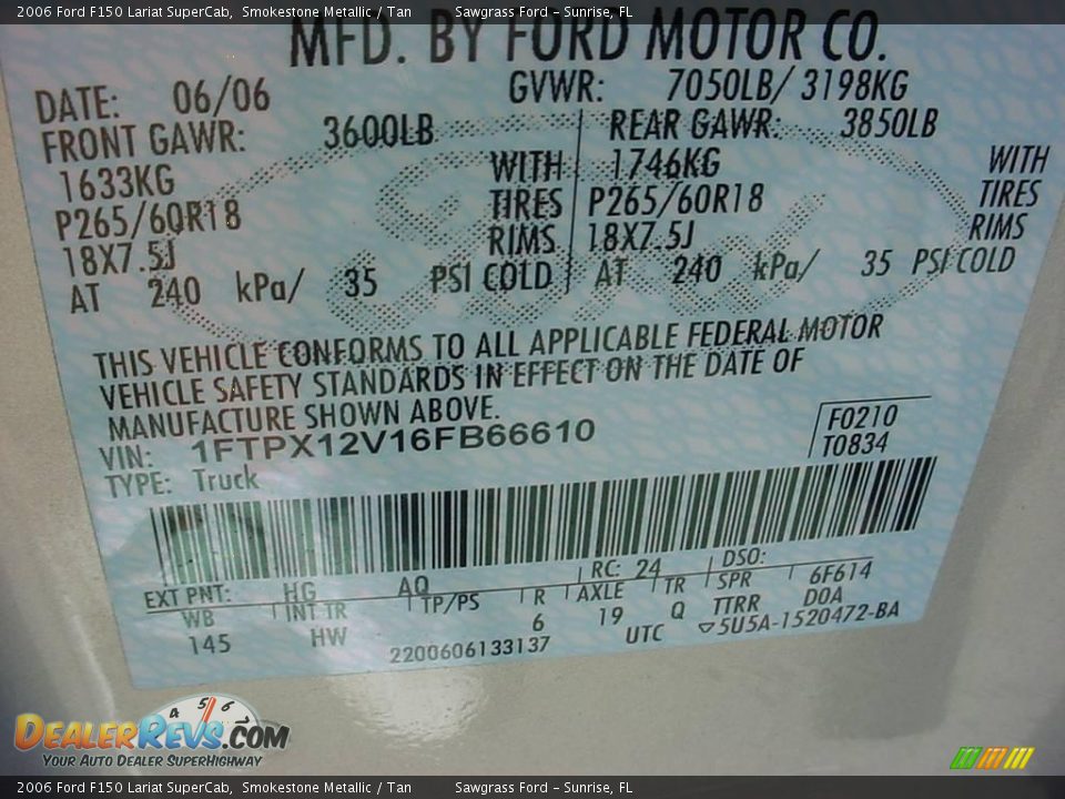2006 Ford F150 Lariat SuperCab Smokestone Metallic / Tan Photo #18