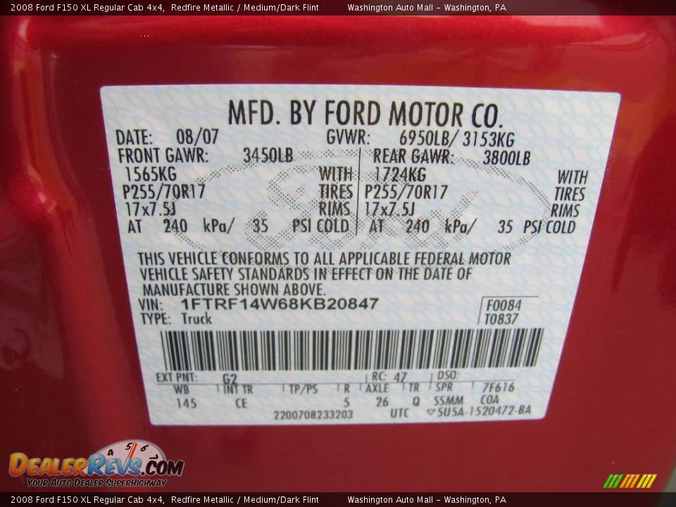 2008 Ford F150 XL Regular Cab 4x4 Redfire Metallic / Medium/Dark Flint Photo #19