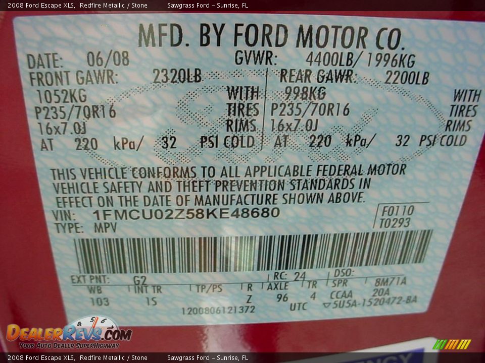 2008 Ford Escape XLS Redfire Metallic / Stone Photo #18