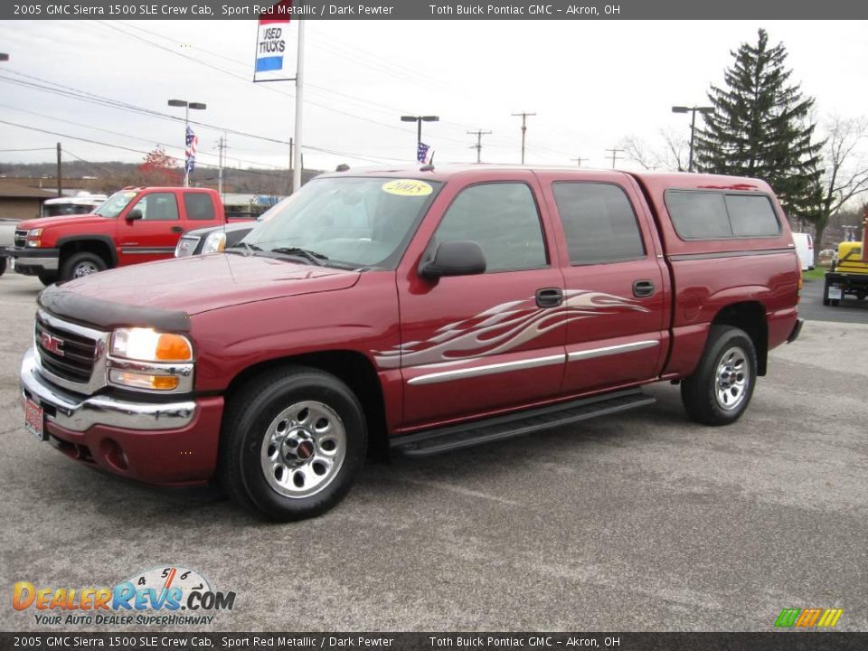 2005 GMC Sierra 1500 SLE Crew Cab Sport Red Metallic / Dark Pewter Photo #6