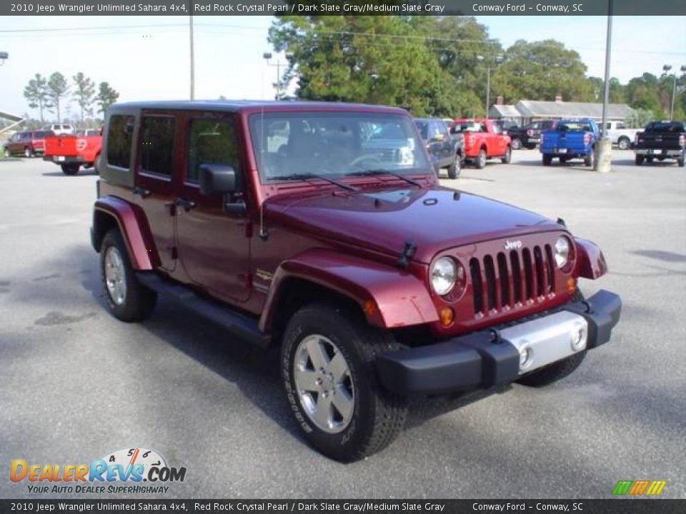 2010 Jeep Wrangler Unlimited Sahara 4x4 Red Rock Crystal Pearl / Dark Slate Gray/Medium Slate Gray Photo #3