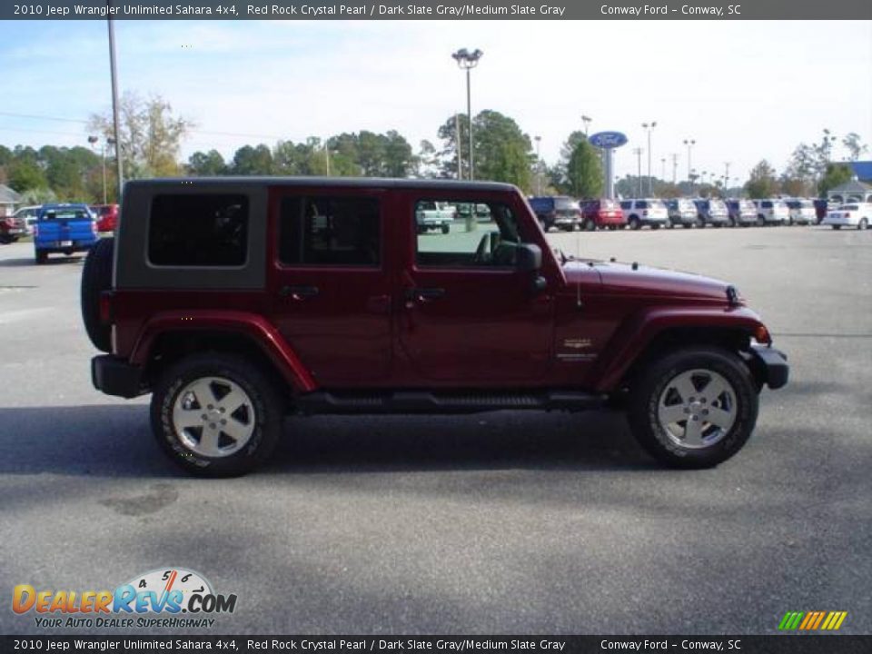 2010 Jeep Wrangler Unlimited Sahara 4x4 Red Rock Crystal Pearl / Dark Slate Gray/Medium Slate Gray Photo #4
