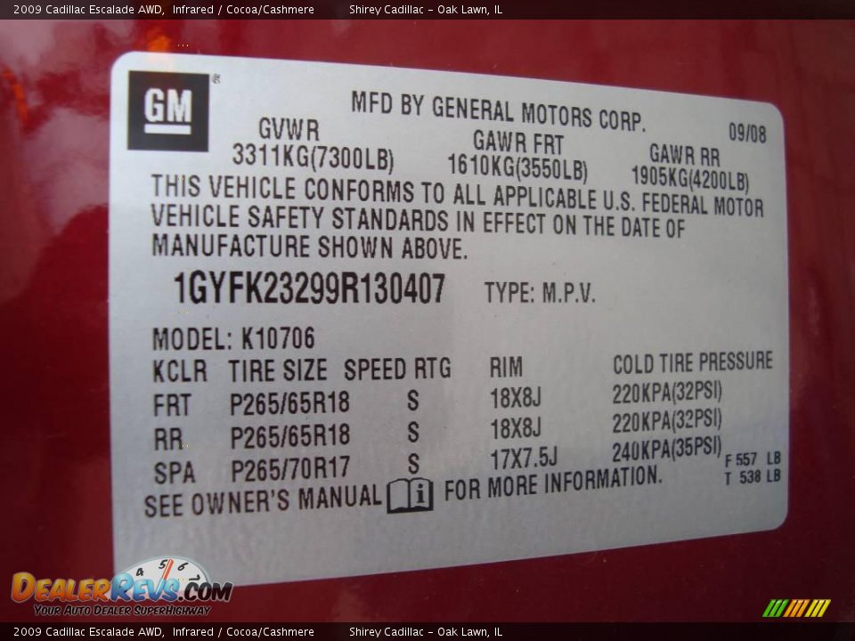 2009 Cadillac Escalade AWD Infrared / Cocoa/Cashmere Photo #12