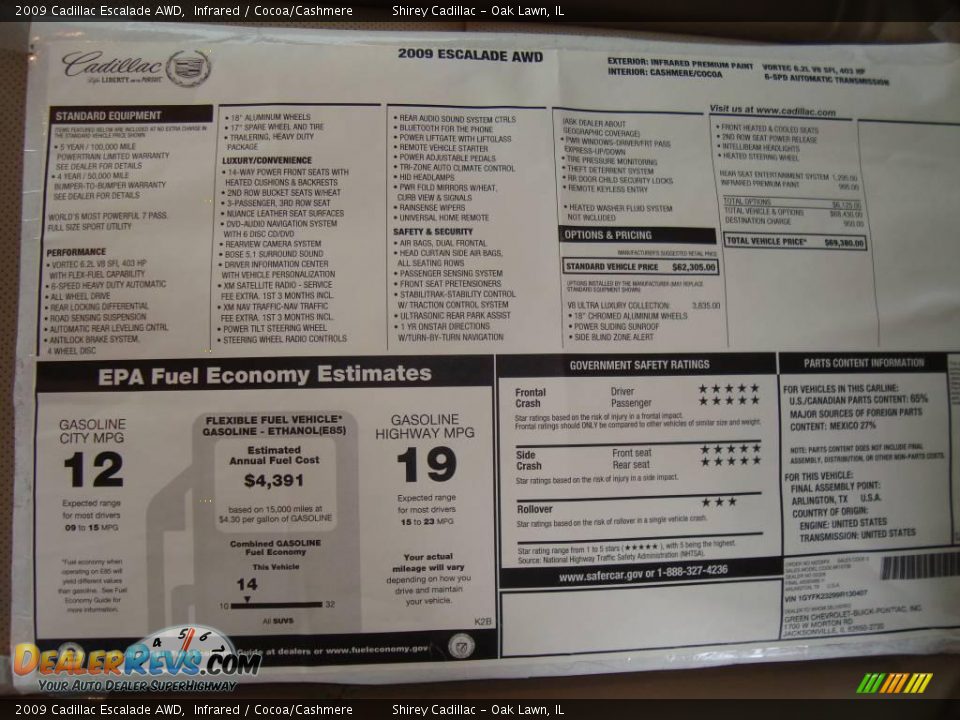 2009 Cadillac Escalade AWD Infrared / Cocoa/Cashmere Photo #13