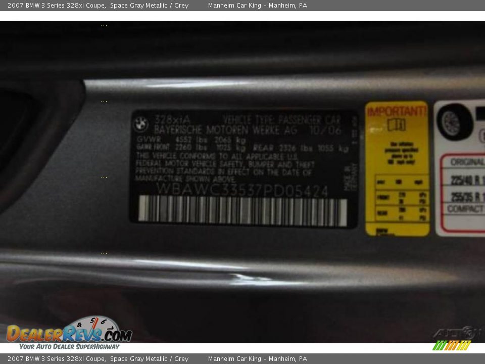 2007 BMW 3 Series 328xi Coupe Space Gray Metallic / Grey Photo #14