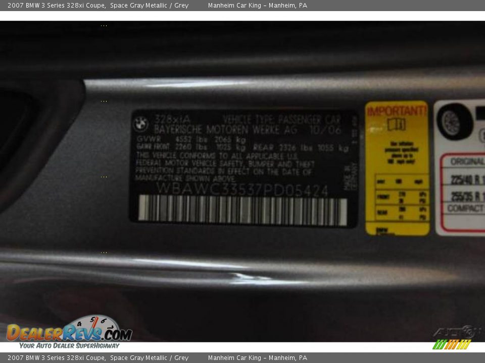 2007 BMW 3 Series 328xi Coupe Space Gray Metallic / Grey Photo #29