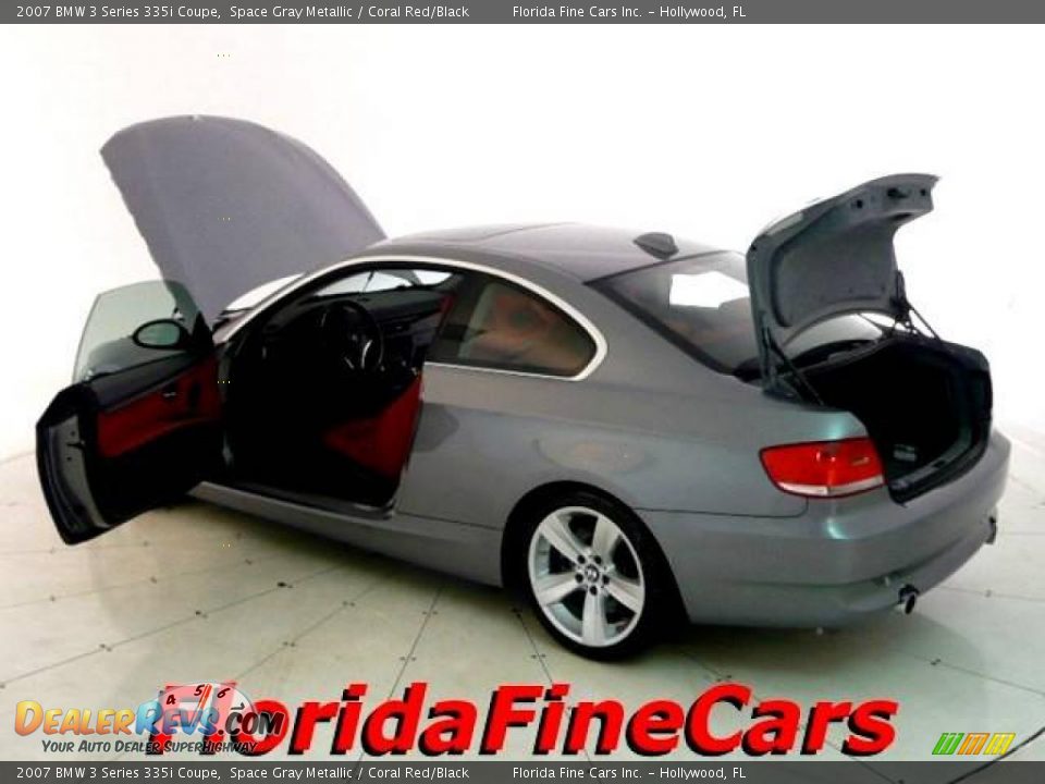 2007 BMW 3 Series 335i Coupe Space Gray Metallic / Coral Red/Black Photo #8