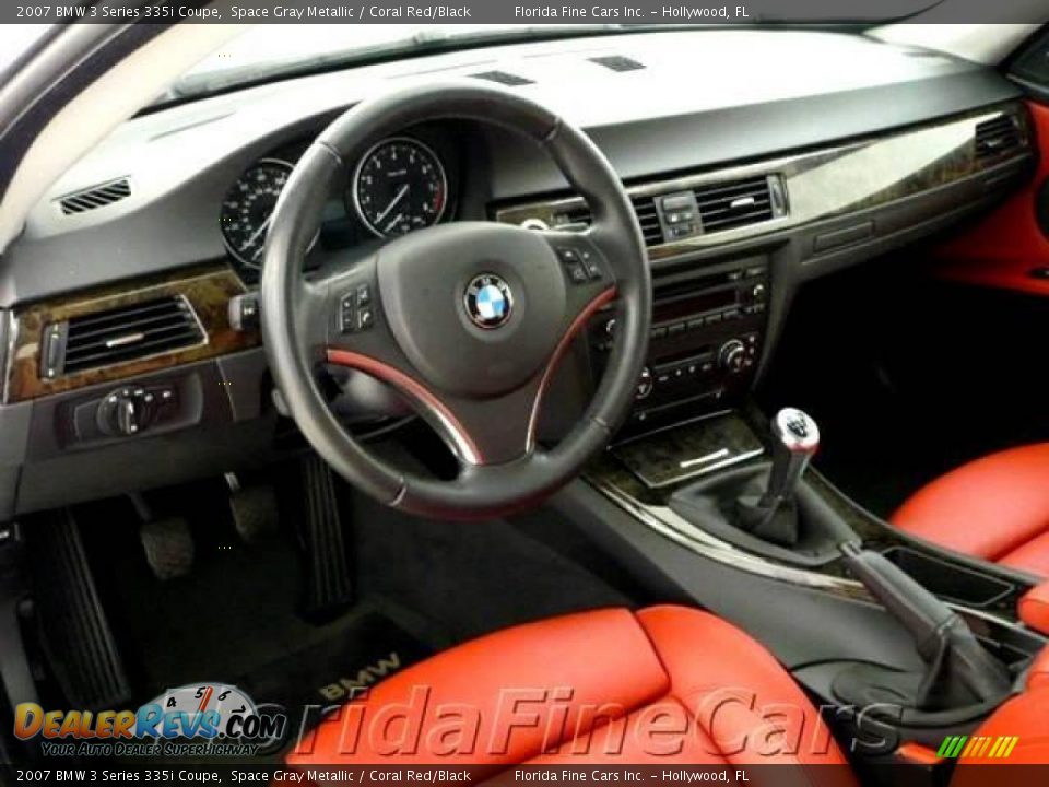 2007 BMW 3 Series 335i Coupe Space Gray Metallic / Coral Red/Black Photo #12