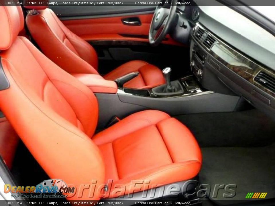2007 BMW 3 Series 335i Coupe Space Gray Metallic / Coral Red/Black Photo #13