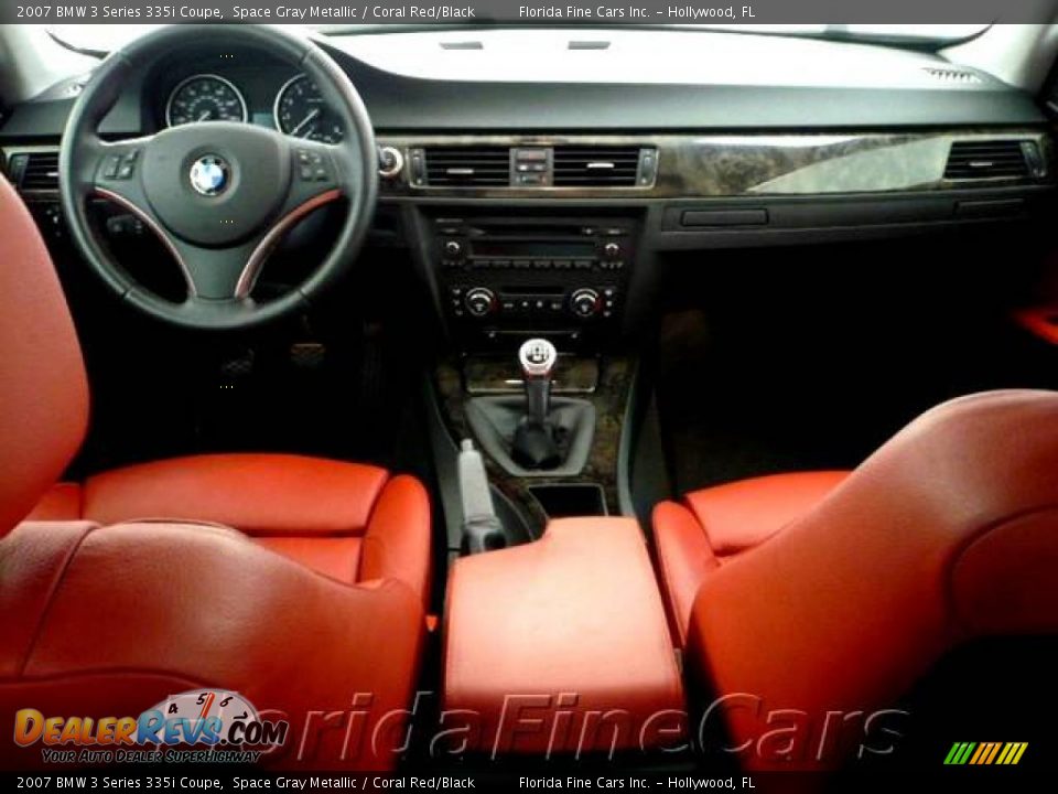 2007 BMW 3 Series 335i Coupe Space Gray Metallic / Coral Red/Black Photo #15