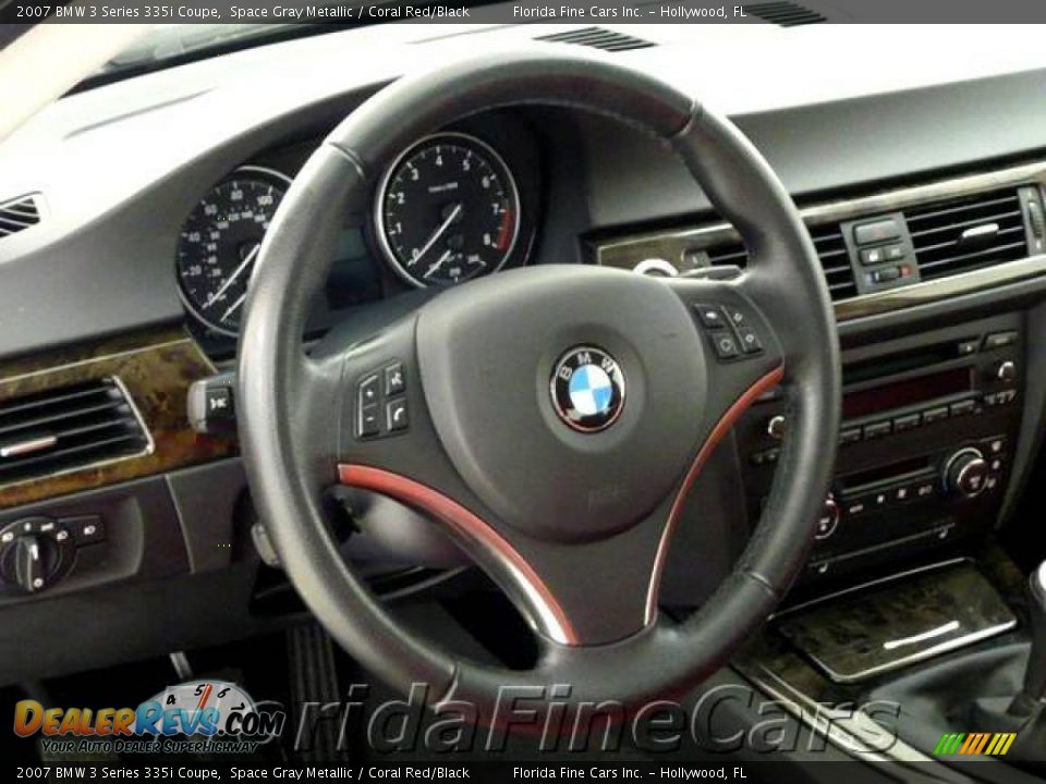 2007 BMW 3 Series 335i Coupe Space Gray Metallic / Coral Red/Black Photo #16