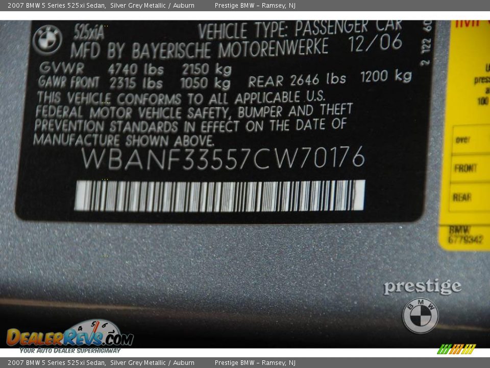 2007 BMW 5 Series 525xi Sedan Silver Grey Metallic / Auburn Photo #8
