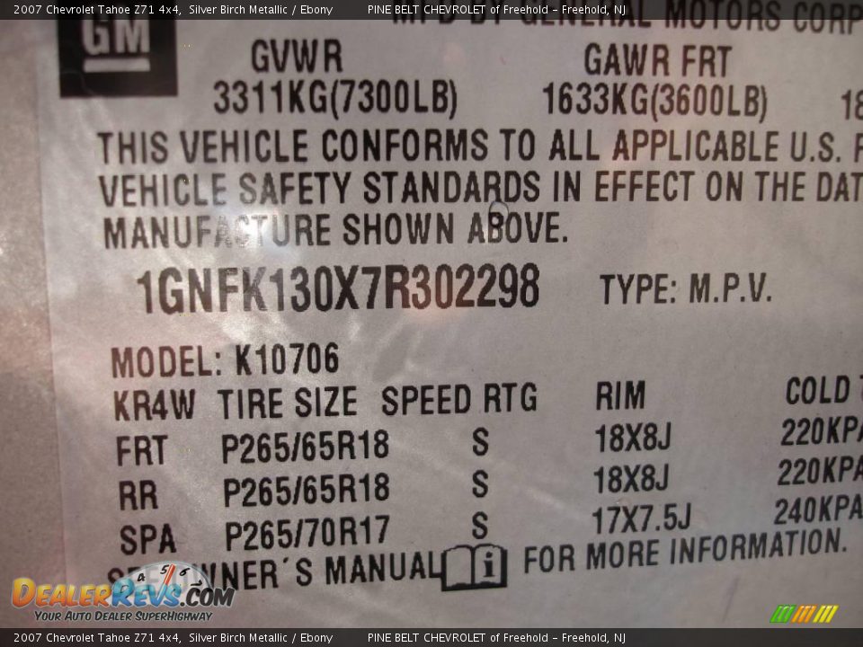 2007 Chevrolet Tahoe Z71 4x4 Silver Birch Metallic / Ebony Photo #15