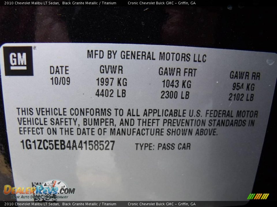 2010 Chevrolet Malibu LT Sedan Black Granite Metallic / Titanium Photo #19