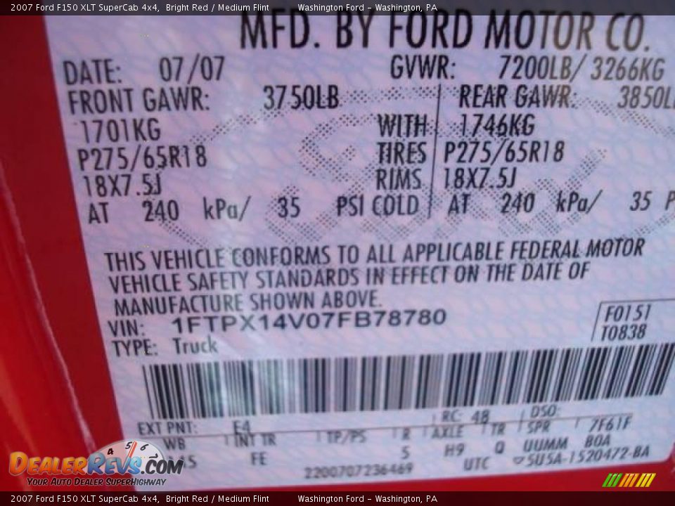 2007 Ford F150 XLT SuperCab 4x4 Bright Red / Medium Flint Photo #19