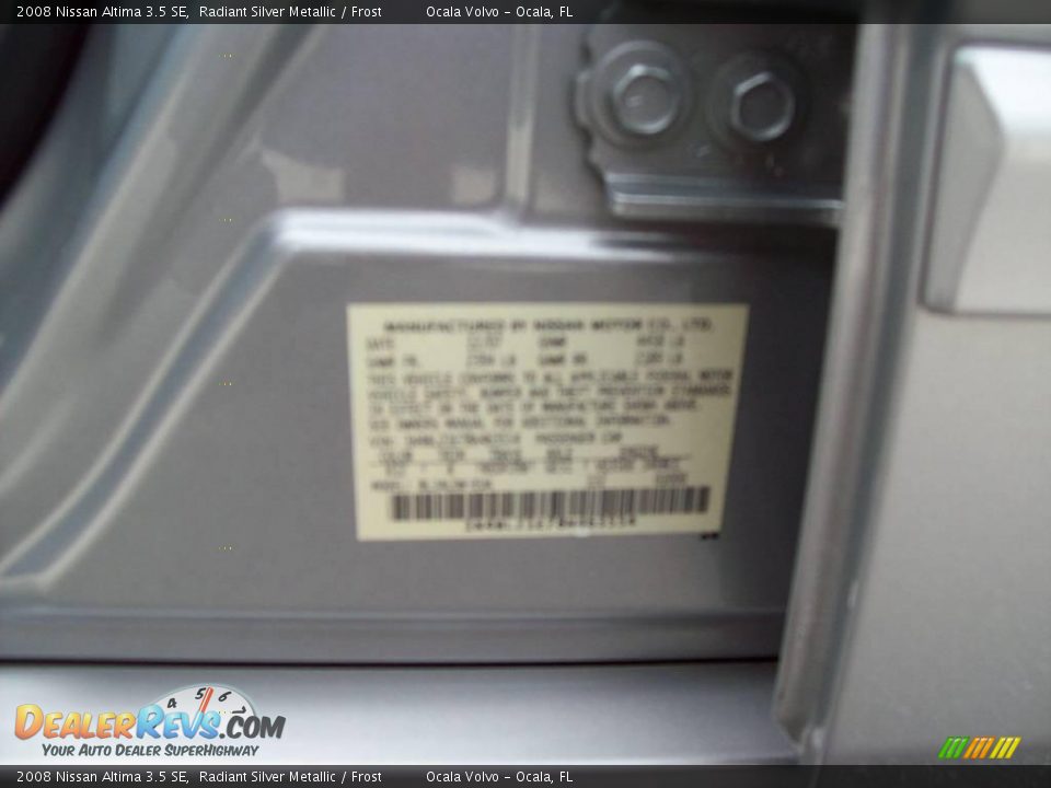 2008 Nissan Altima 3.5 SE Radiant Silver Metallic / Frost Photo #23