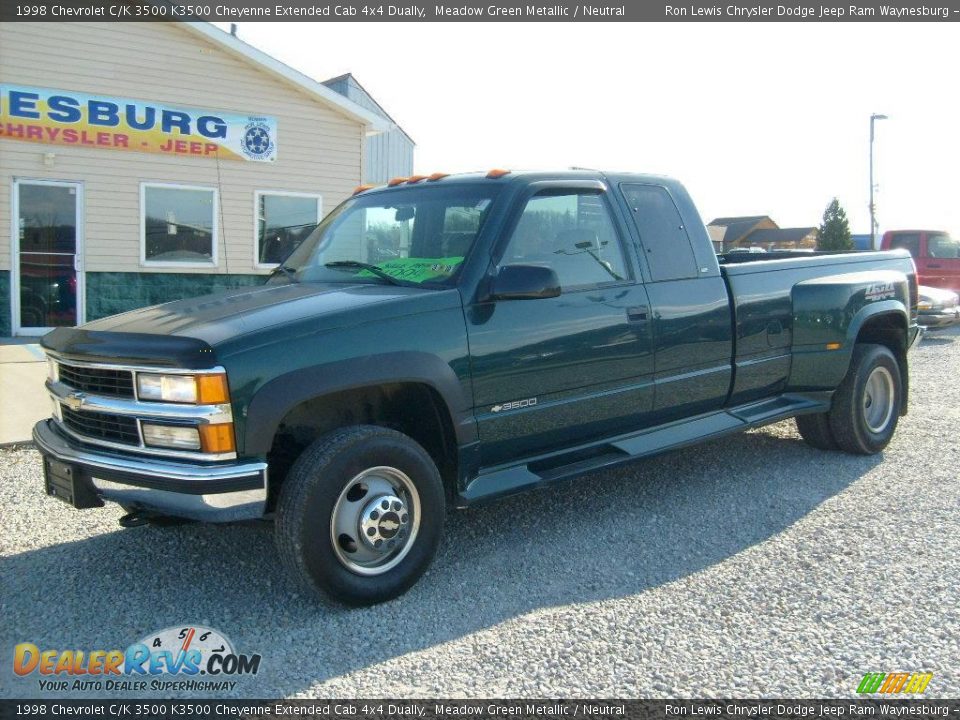 1998 Chevrolet C/K 3500 K3500 Cheyenne Extended Cab 4x4 Dually Meadow Green Metallic / Neutral Photo #1