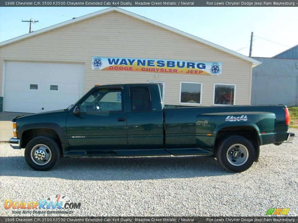1998 Chevrolet C/K 3500 K3500 Cheyenne Extended Cab 4x4 Dually Meadow Green Metallic / Neutral Photo #2