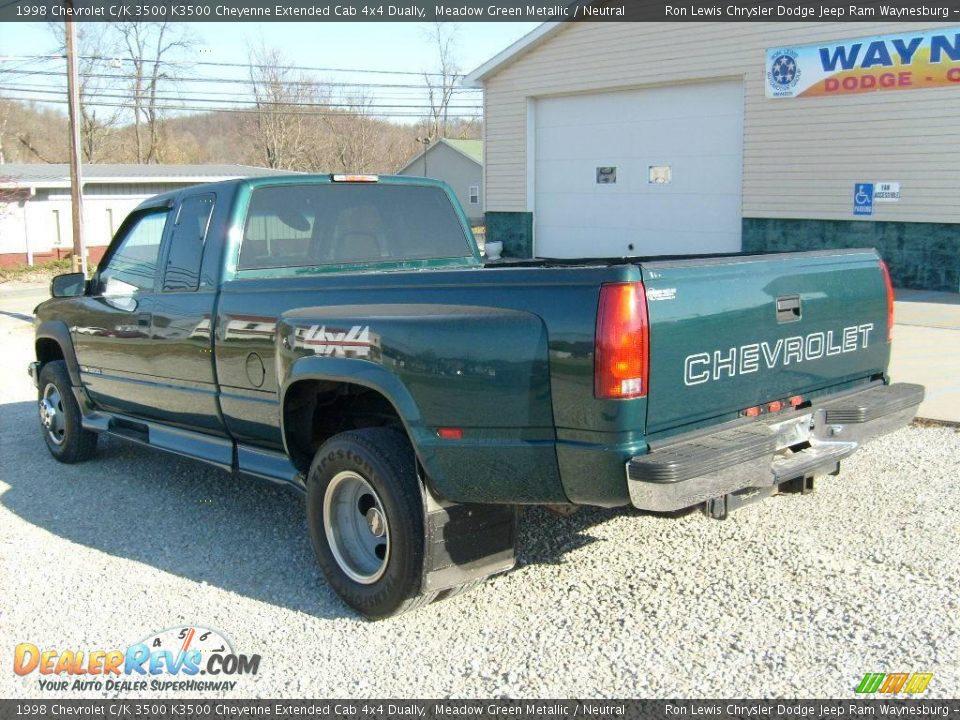 1998 Chevrolet C/K 3500 K3500 Cheyenne Extended Cab 4x4 Dually Meadow Green Metallic / Neutral Photo #3
