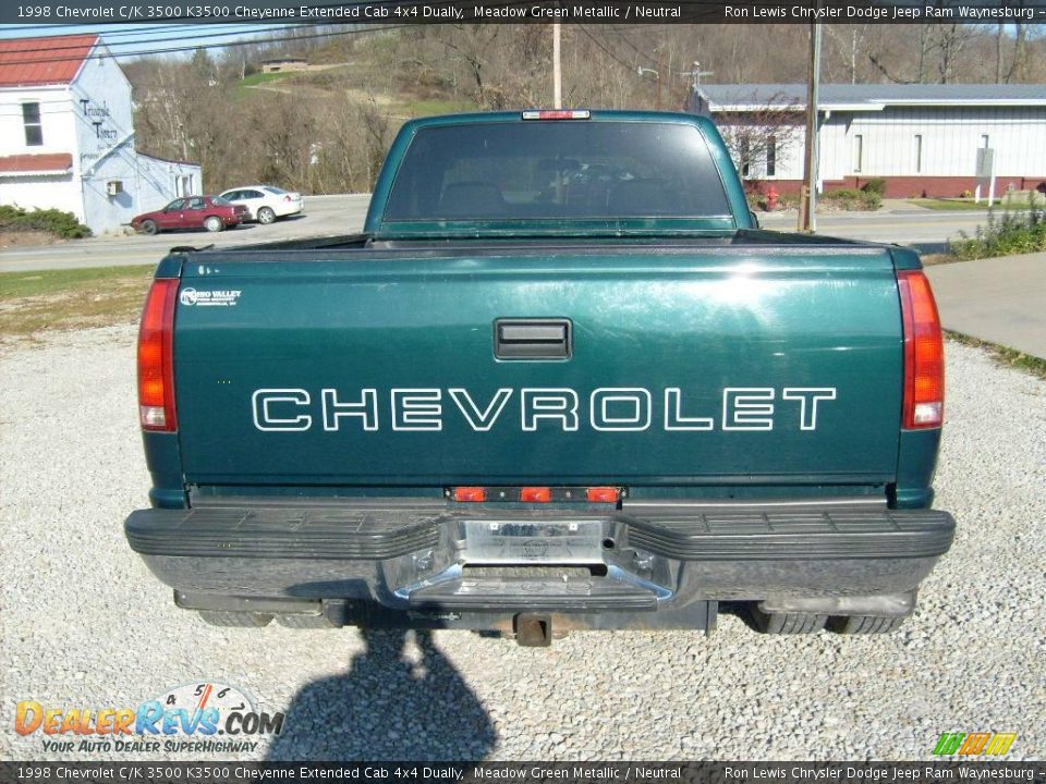 1998 Chevrolet C/K 3500 K3500 Cheyenne Extended Cab 4x4 Dually Meadow Green Metallic / Neutral Photo #4
