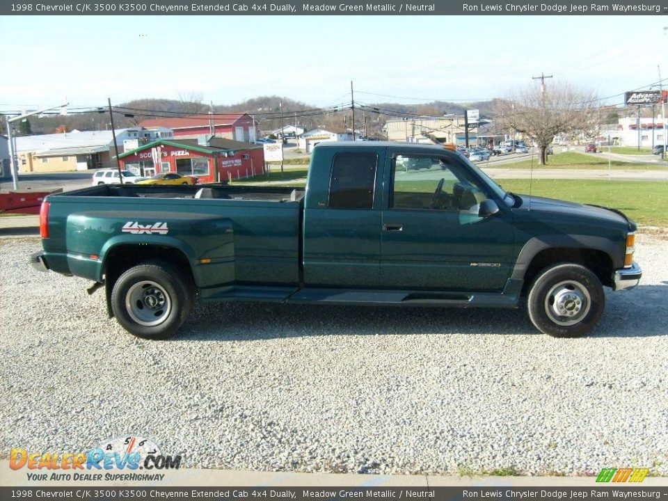 1998 Chevrolet C/K 3500 K3500 Cheyenne Extended Cab 4x4 Dually Meadow Green Metallic / Neutral Photo #6