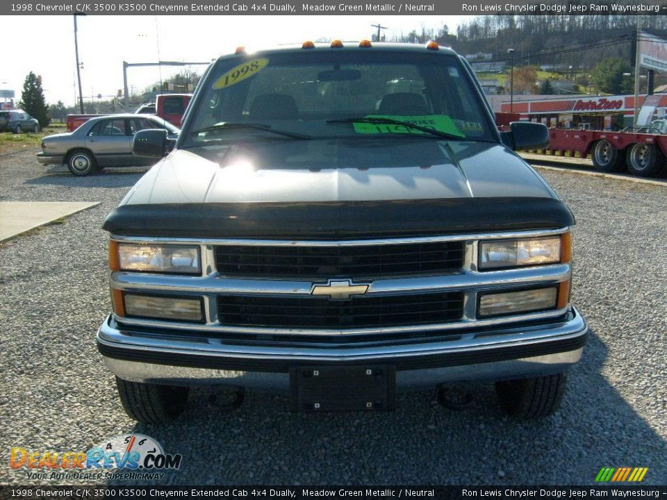 1998 Chevrolet C/K 3500 K3500 Cheyenne Extended Cab 4x4 Dually Meadow Green Metallic / Neutral Photo #8