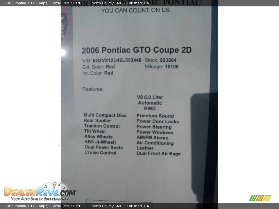 2006 Pontiac GTO Coupe Torrid Red / Red Photo #5