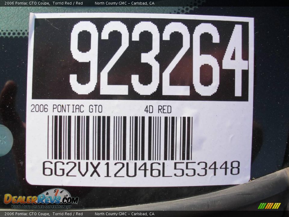 2006 Pontiac GTO Coupe Torrid Red / Red Photo #6