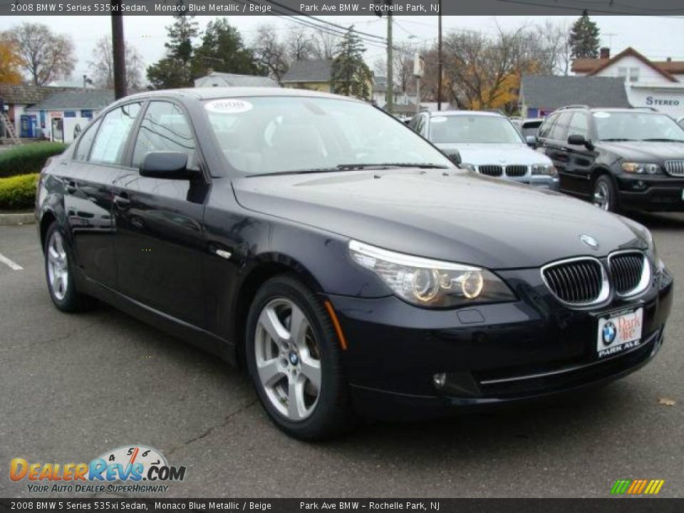 2008 BMW 5 Series 535xi Sedan Monaco Blue Metallic / Beige Photo #2