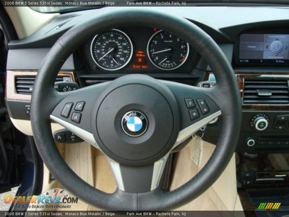 2008 BMW 5 Series 535xi Sedan Monaco Blue Metallic / Beige Photo #13